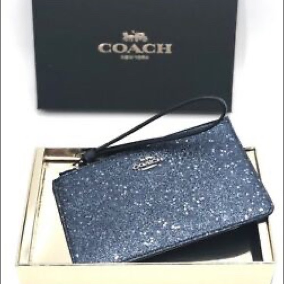 NWT Coach gorgeous blue glitter wristlet!! - Picture 3 of 3